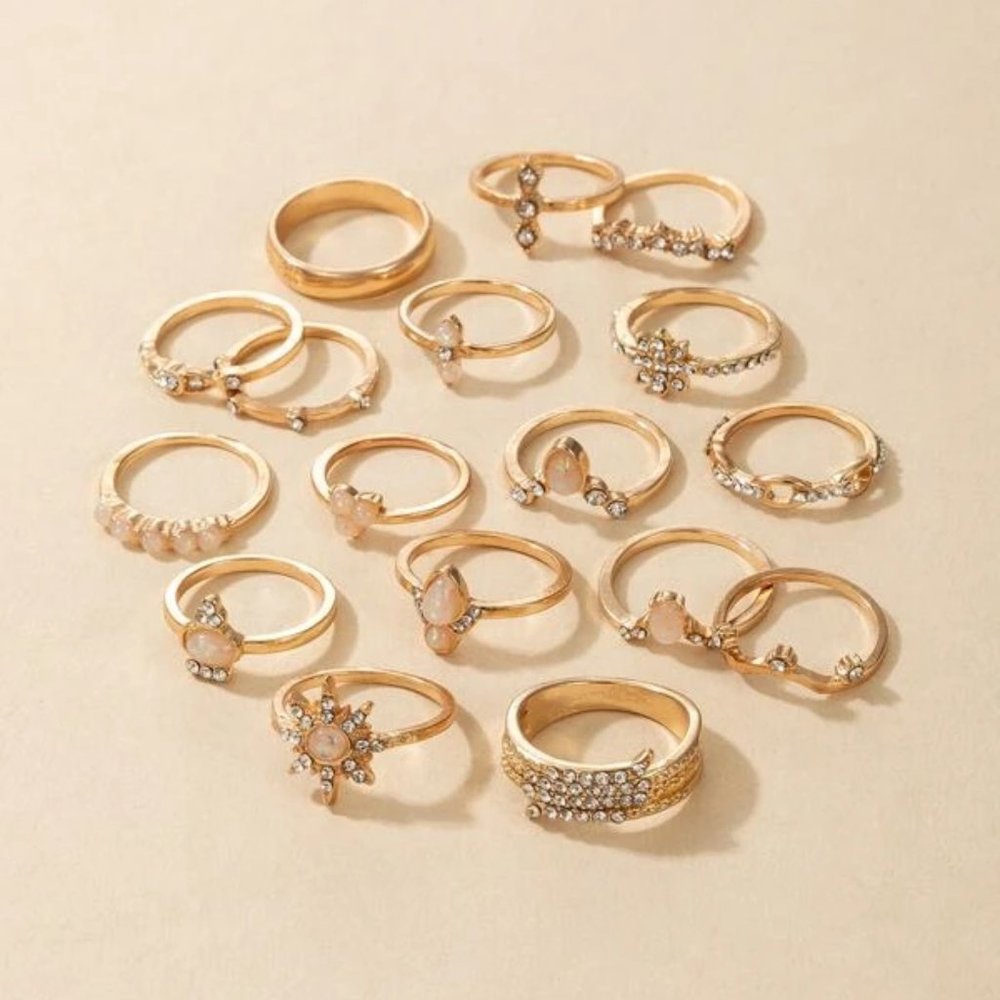 17 pcs Rhinestone Decor Rings - Picture 3 of 4